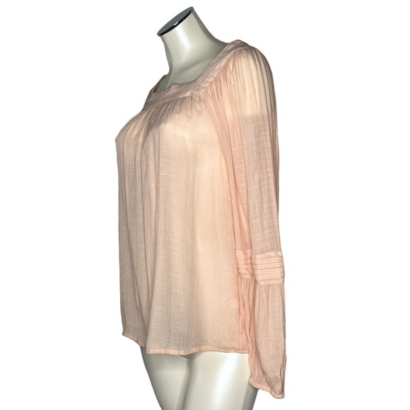 LC LAURA CONRAD Sheer Peach Square Neck Peasant Boho Top Women's Size M - Picture 3 of 16